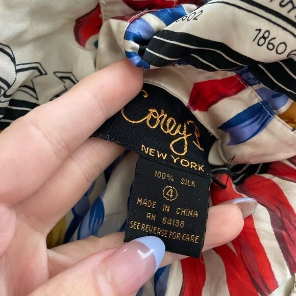 Vintage 90s Silk Rainbow‎ Ribbow Button Down Blouse Top Size Small - Picture 4 of 4